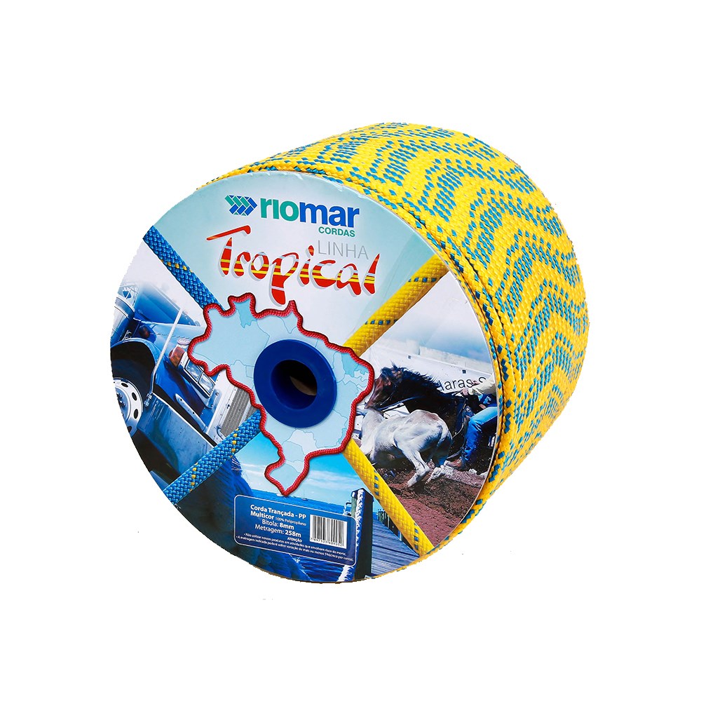 CORDA POLIPROPILENO TRANCADA RIOMAR  8MM COLORIDA CARRETEL+-258M  43208231
