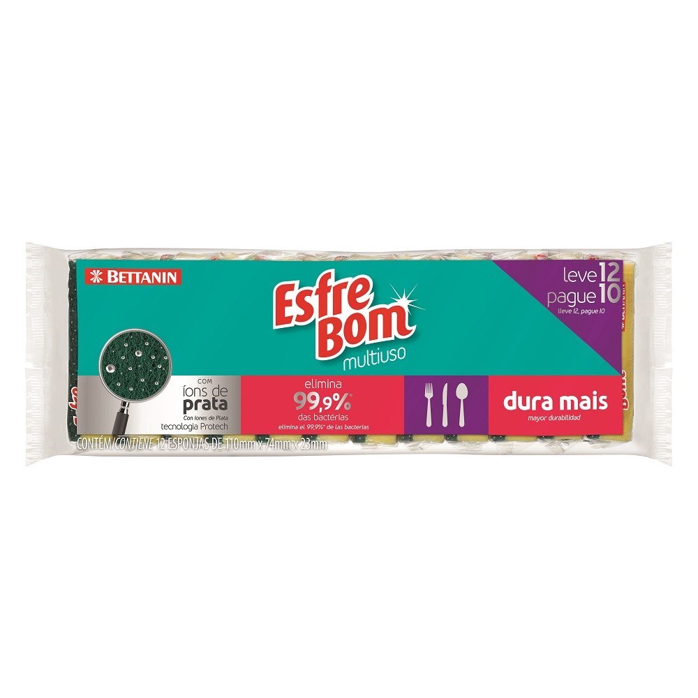 ESPONJA ESFREBOM MULTIUSO 10p+2gratis BTN45010