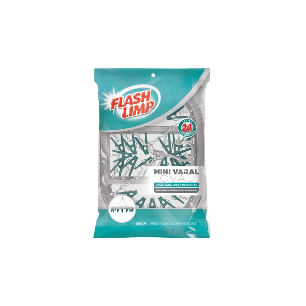VARAL FLASHLIMP MINI "OVAL"COM 24 PRENDEDORES LAV6803