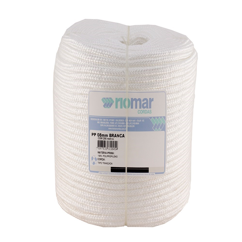 CORDA POLIPROPILENO TRANCADA RIOMAR 08MM BRANCA 200M 43208265